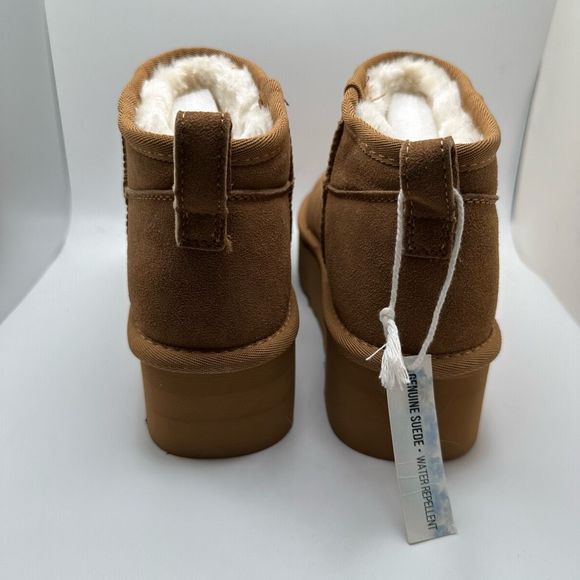 CUSHIONAIRE Women's Genuine Suede pull platform boot +Memory Foam 8 CHESTNUT - Picture 4 of 7